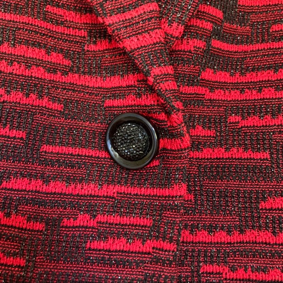 Misook • One Button Red + Black Jacket - Picture 4 of 5